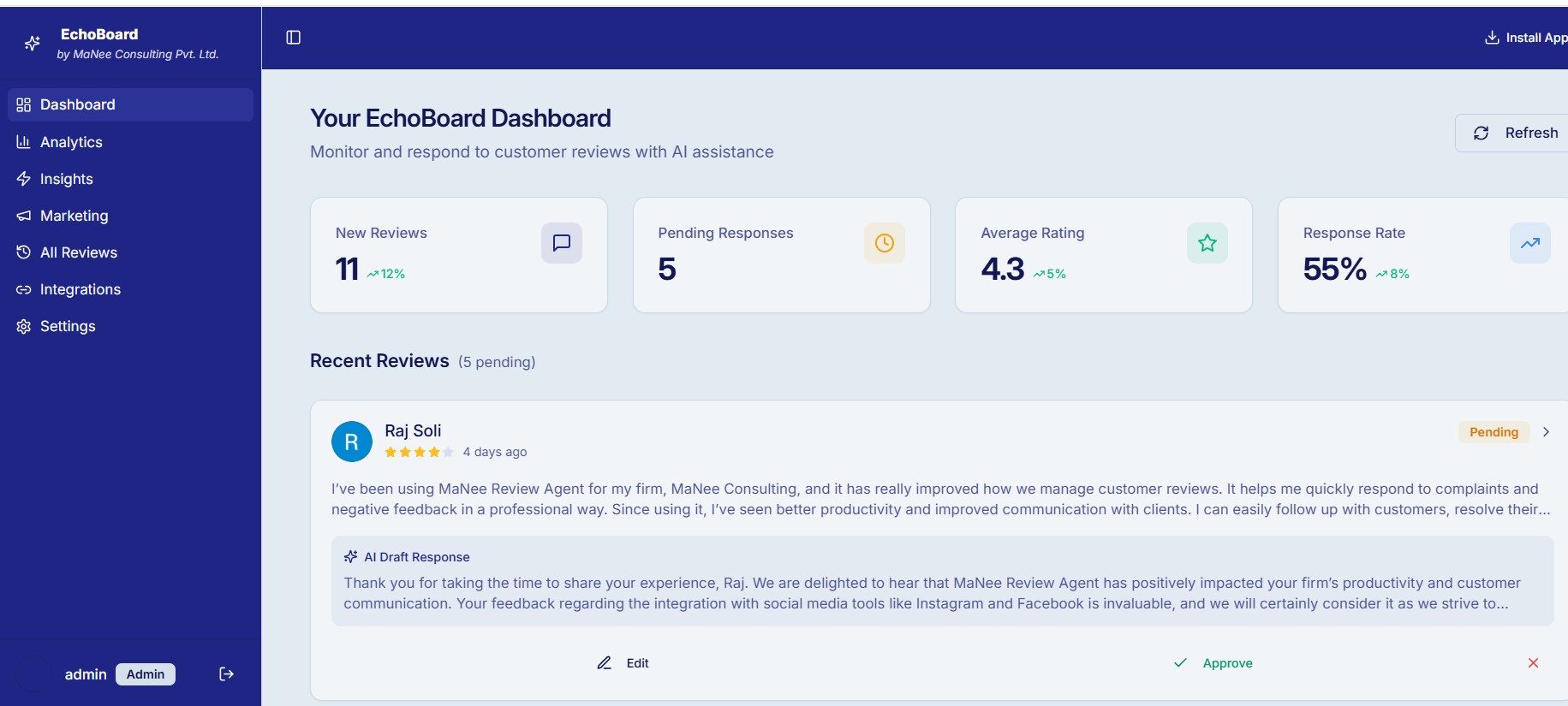 EchoBoard Dashboard